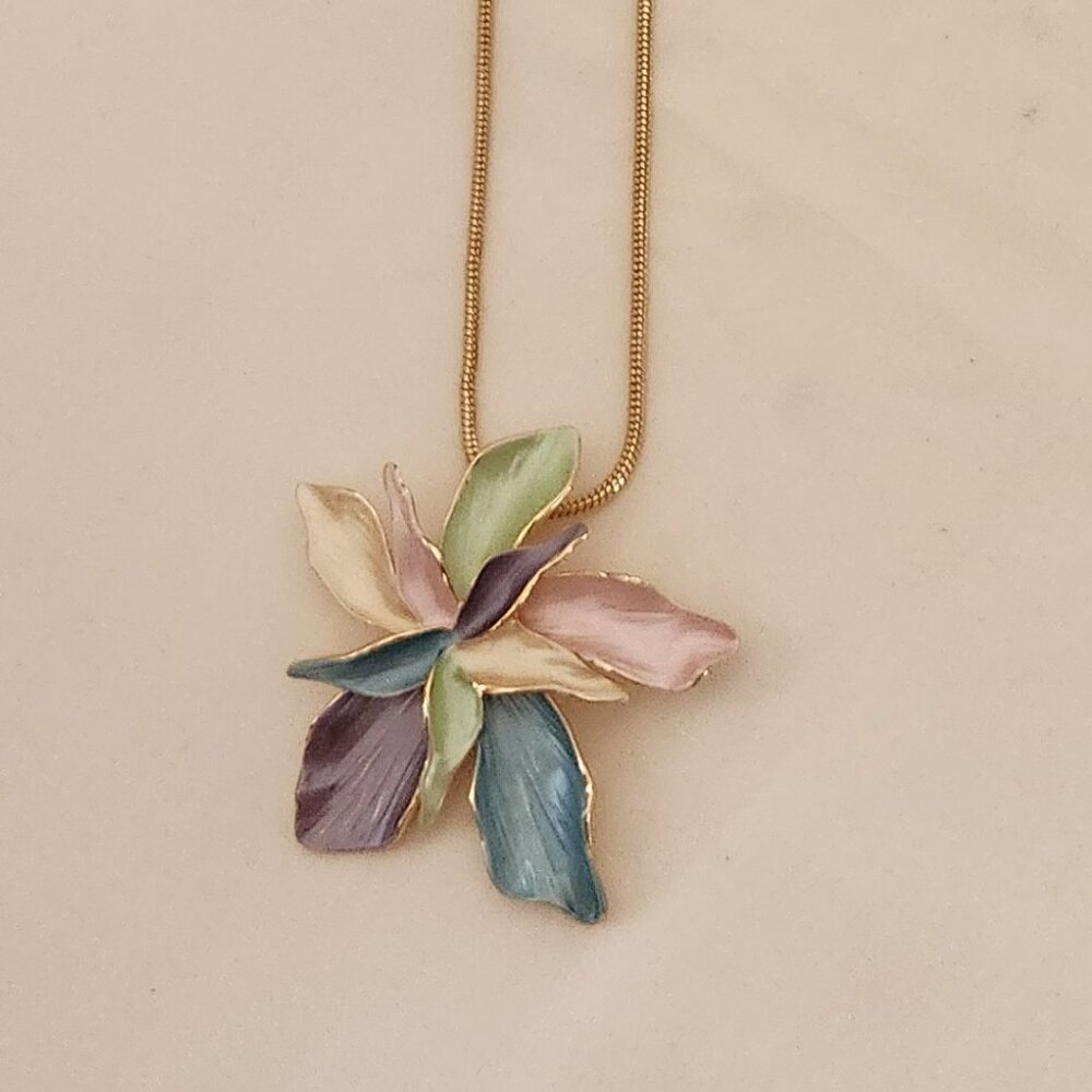 THREE FOR $20 Beautiful multi color floral necklace pastel shades costume NIP
